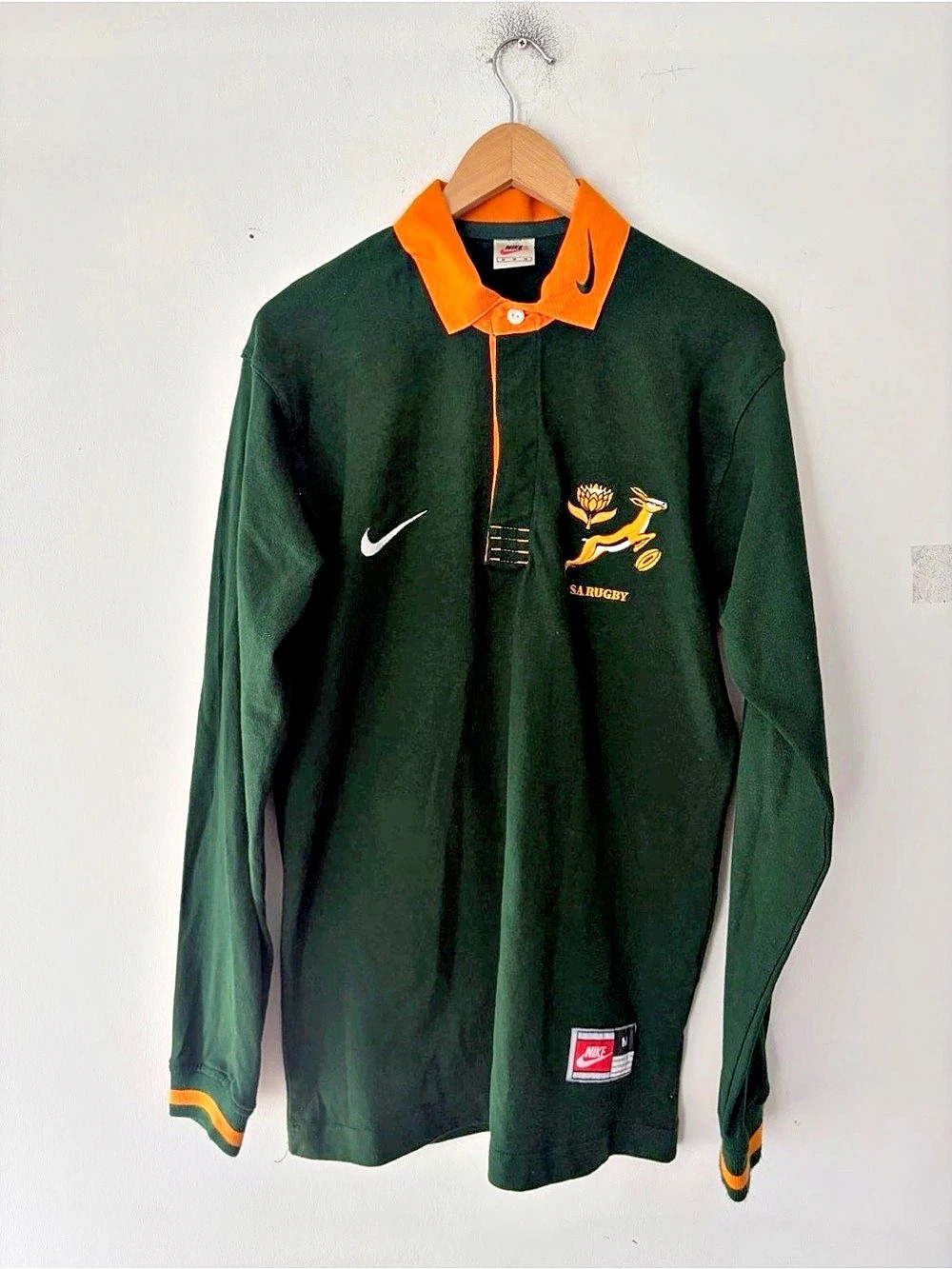 Vintage Nike South Africa Rugby Union Long Sleeve Jersey Shirt Size M